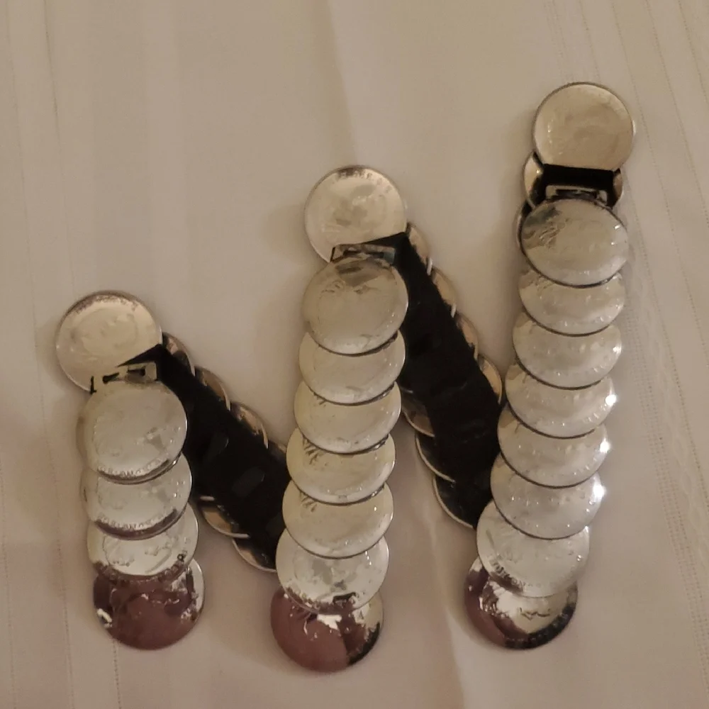 New Fashion Silver And Silver/gold Stretchy Womens Belt Size 26.5